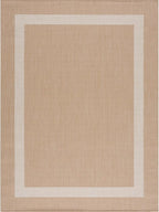 CAMILSON Outdoor Rug 8x10, Modern Outside Rugs for Patios Porches Waterproof Durable Washable Non-Shedding, Easy-to-Clean Indoor Outdoor Area Carpet (8 x 10, Bordered - Beige/White)