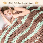 L'AGRATY Chunky Knit Blanket Throw: 50''x60'' Chenille Chunky Knitted Throw Blankets for Bed Couch - Handmade Thick Cable Knit Blanket - Large Crochet Rope Blankets for Home Decor