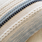 BlissBlush Coastal Blue Boho Decorative Throw Pillow Cover 22x22 Modern Bohemian Accent Pillow Case Square Woven Textured Farmhouse Pillows for Couch Bed (Pack of 1)