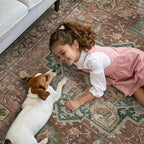 GENIMO 8x10 Area Rugs for Living Room, Machine Washable Non Slip Vintage Rugs, Low Pile Lightweight Chenille Print Rug for Bedroom, Dining Room, Home Office, Rosewood