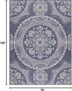 Medallion Outdoor Rug 6x9 Washable Outside Carpet for Indoor Patio Porch Waterproof Easy Cleaning Non Shedding Area Rugs Blue 6 x 9