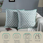 Ridhi Modern Farmhouse Pillow Covers Decorative Cotton Throw Pillow Covers Set of 2 Aquamarine Blue Cushion Covers for Boho Couch Sofa Bed Living Room Spring Home Decor 18x18