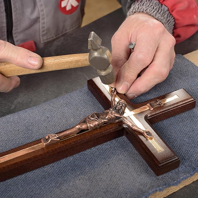 Asterom Crucifix Wall Cross - Handmade Wood Cross Wall Decor - Catholic Crucifix - 12 Inch