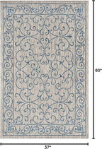 JONATHAN Y Vintage Filigree Indoor Outdoor Area Rug 3X5 Gray/Navy, Charleston Textured Weave for Backyard, Patio, Porch, Easy-Cleaning, High Traffic, Pet-Friendly, Non-Shedding (SMB106C-3)