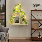 Floating Shelves for Wall,Plant Wall Decor,Hanging Shelf,Cottage Core Decor,Room Decor Aesthetic,Boho Room,Adhesive Shelves,Floating Shelves for No Drilling,Two-Piece Set(Champagne Flower)