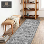 Vintage 2'6'' x 8' Washable Area Rug - Stylish Indoor Rug for Living, Dining or Bedroom - Lightweight Carpet with Non-Slip Backing - Foldable for Easy Placement and Maintenance - Grey