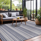 Stripe Outdoor Rug 6x9 Washable Outside Carpet for Indoor Patio Porch Waterproof Easy Cleaning Non Shedding Area Rugs Blue 6 x 9