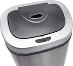 Amazon Basics Automatic Trash Can with Lid, Hands-Free, Stainless Steel, D-Shaped 80 l, 2 Bins