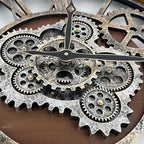 HOIBAI Large Wall Clock, 24 Inch Wall Clocks for Living Room Decor Farmhouse Vintage Rustic Kitchen Wall Decor Vintage Roman Big Oversized Wall Clock for Home Bedroom House Office, Moving Gears Clock