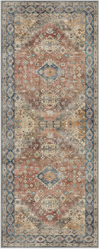 GENIMO Runner Rug 2x5 Non Slip Machine Washable Vintage Hallway Runner Rug, Low Pile Lightweight Rugs for Entryway, Hallway, Kitchen and Corridor, Antique Red