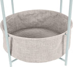 Amazon Basics Round Storage End Table, Side Table with Cloth Basket, Mint Green/Heather Gray, 18 in x 18 in x 19 in