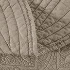 Calla Angel Sage Garden Luxury Pure Cotton Matelasse Quilt Queen, Coffee