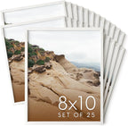 HAUS AND HUES 8x10 White Oak Wood Picture Frames Set of 25 - Premium Bulk Picture Frames 8x10 Bundle - Elegant Gallery Wall Frame Set for Posters, Art Display - Ideal for Wall Decor in Home & Office