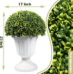Sunnyglade 2 PCS 23”Artificial Plastic Boxwood Ball Tree，Faux Potted Decorative Topiary Plant，UV Resistant Fake Plant in Pot for Home Gate Indoor Outdoor Patio Office Decor