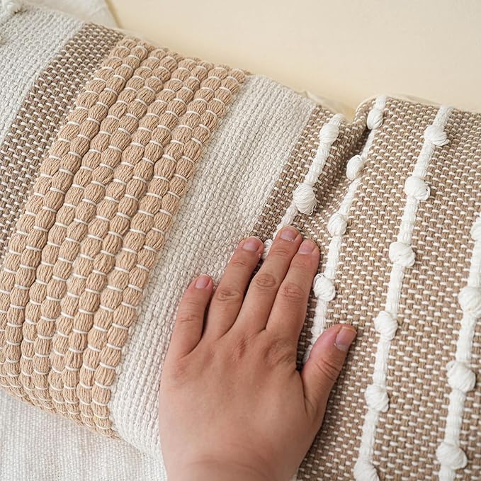 BlissBlush Brown Decorative Lumbar Pillow Cover 14x36 Boho Long Body Pillow for Bed Farmhouse Lumbar Throw Pillow for Couch Modern Accent Textured Throw Pillowcase