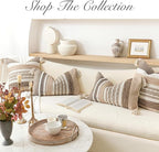 BlissBlush Decorative Lumbar Throw Pillow Cover 14x24 Boho Brown Accent Cushion for Couch Sofa Farmhouse Pillowcase for Bedroom Living Room Home Décor Cover ONLY