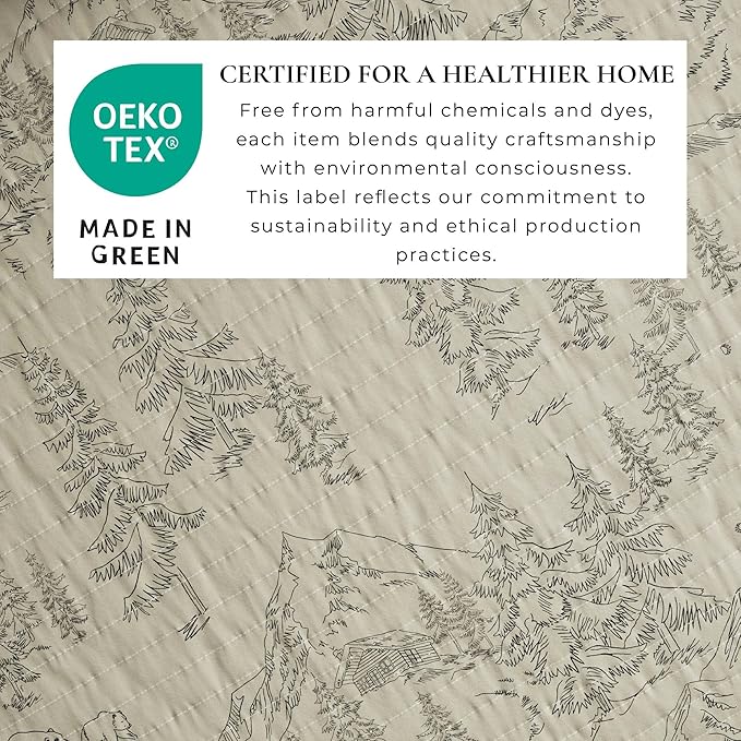 Great Bay Home Full/Queen Reversible Rustic Lodge Bear Bedspread Quilt with Shams - All Season Cabin Coverlet Bedding Set (Includes 1 Quilt, 2 Pillow Shams)