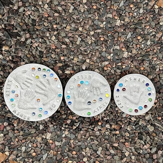 Large DIY Stepping Stone Kit, Handprint Stepping Stone, Mother's Day Gift, Footprint Stepping Stone (10 Inch)