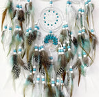 Large Dream Catchers,Boho Handmade Woven Turquoise Dream Catcher Wall Hanging Ornament for Bedroom Living Room Apartment Wedding Party Decor, Festival Blessing Gift (White+Turquoise)