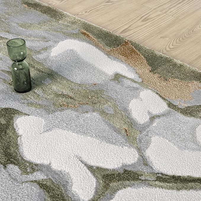 Abani Abstract Grey Green Washable Area Rug – 2' x 3' – Modern Stone-Inspired Design – Regal Collection – Easy to Clean – Durable for High Traffic Areas – Living Room, Bedroom & Office