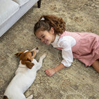 GENIMO 8X10 Area Rugs for Living Room, Machine Washable Non Slip Vintage Floral Patchwork Rug, Thin Low Pile Chenille Carpet Rugs for Bedroom, Dining Room, Straw