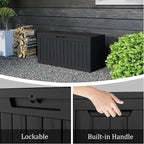 90 Gallon Lockable Resin Deck Box with Wheels, Waterproof & UV-Resistant Outdoor Storage Box for Outdoor Cushion Storage, Garden Tools & Pool Accessories Storage, Black