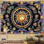 Lunerfex Sun Tapestry Stained Glass Tapestry Wall Decor Tapestries for Bedroom Boho Tapestries Wall Hanging for Bedroom Living Room Glass-Sun-01 60"x80"