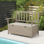 AVAWING Outdoor Storage Bench, Wooden Garden Bench Weatherproof, Patio Benches for Outside, 2-Seat Front Porch Bench, Park Bench for Deck, Lawn, Backyard (Light Gray)