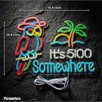 Parrot Its 5 00 O'clock Some Where Neon Sign for Wall Decor USB Powered Five Oclock Dimmable Bar Beer LED Light Man Cave