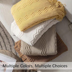 MIULEE Fall Orange Knitted Throw Blanket for Couch Boho Terracotta Rust Textured Cozy Woven Blanket with Tassels for Sofa Chair Bed Living Room Acrylic Wave Pattern 60"x80"