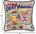 Catstudio West Virginia Embroidered Decorative Throw Pillow