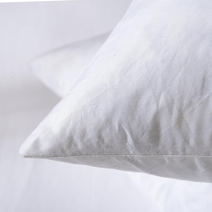 24x24 Euro Throw Pillow Inserts-Down Feather Pillow Inserts-Cotton Fabric-Set of 2-White.