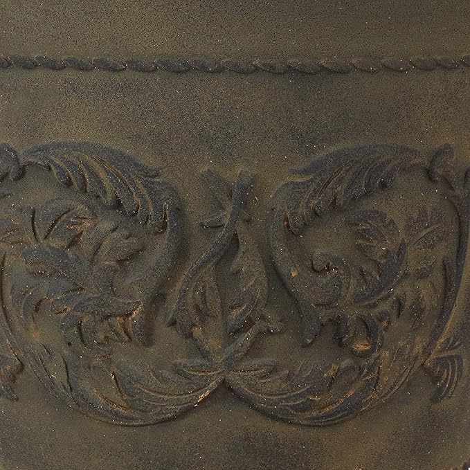 Sunnydaze 19.5-Inch Arabella Large Plant Pot - Polyresin Round Outdoor Planter with Drillable Drainage Holes - Sable