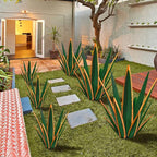 Large Tequila Rustic Sculpture, Rustic Metal Plants for Outdoor Patio Yard, Home Decor Hand Painted Agave Garden Statue, Outdoor Lawn Ornaments Yard Stakes (Dark Green - L)