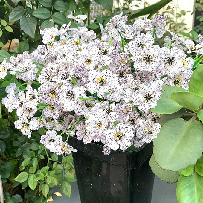 20 Bundles Artificial Flowers for Outdoors, UV Resistant Fake Flowers with Plastic Plants, Faux Silk Flowers for Planter outdoors, Fake Realistic Flowers for Window Box Front Porch Patio Decor-White