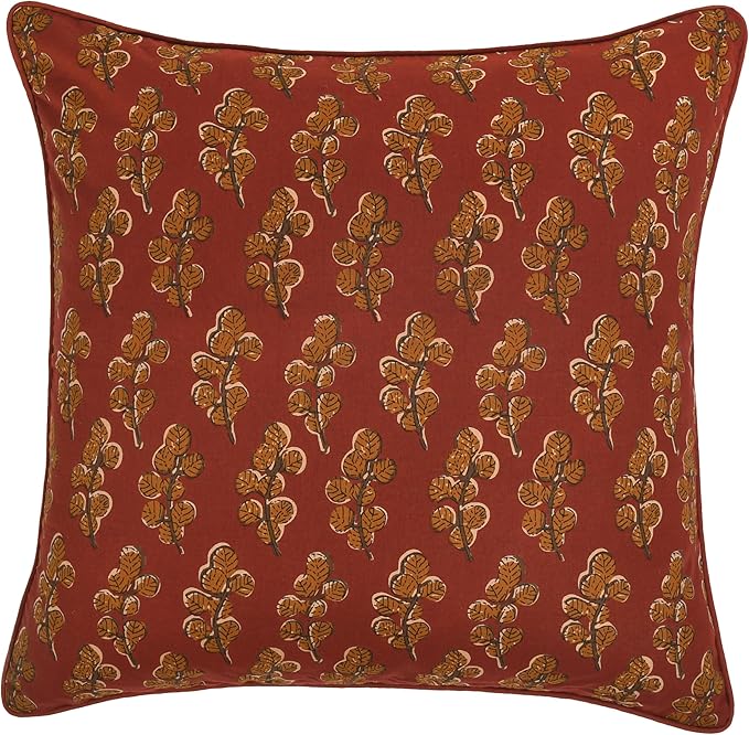 Ridhi Hand Block Print 18x18 Red Decorative Outdoor Couch Throw Canvas Pillow Cover Set of 2 Washable Modern Vintage Boho Chic Spring Home Decor GIFS Cover