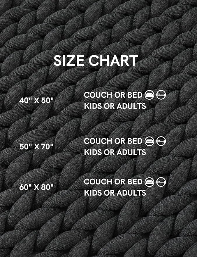 YnM Chunky Throw Blanket, Medium-Weight, Hand Knitted, Skin Friendly, Ventilated and Breathable, Machine Washable, Home Décor Piece for Couch, Sofa and Bed (Charcoal Grey, 40x50 Inch)