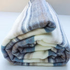 Alpaca Wool Throw Blanket | Super Soft, Lightweight, Breathable and Hypoallergenic | Non-Itchy or Scratchy (Blue White Varicolored, Queen (U.S. Standard))