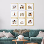 Sheffield Home 9 Piece Gallery Wall Frame Set, 12x12 in. Matted to 8x8 in. (Gold)