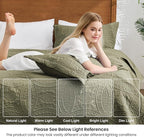 Love's cabin Quilts for Full Bed Green Bedspreads Bedding Set - Lightweight Bedspread Comforter - Coin Pattern Bedding Coverlet for All Season - 3 Pieces (1 Quilt, 2 Pillow Shams)