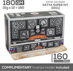 Satya Super Hit Incense Sticks, Satya Bng (Bangalore) Insenses 15gmx12 Pack with Raajsee Incense Holder Bundle, Satya Nagchampa Natural Incense