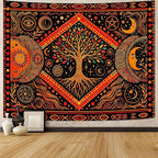 Lunerfex Tree of Life Sun Moon Stars Wall Tapestry, Cosmic Harmony Symbol Tapestries for Home Decor, Mystical Tapestry 60x44 Inch