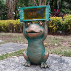 Frog Solar Welcome Garden Statues Outdoor Décor- Frog Figurines Solar LED Light Lawn Ornaments - Yard Decorations for Patio, Balcony, Backyard -Unique House Warming Gifts for Mom