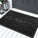 Yimobra Welcome Mat Outdoor, 29.5x17 Waterproof Door Mat Outside Entrance, All-Weather Non Slip Front Door Mat, Low-Profile Entryway Mat Indoor, Porch and Patio, Black