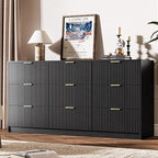 Black Dresser for Bedroom, 9 Drawer Double Dresser, Modern Chest of Drawers for Bedroom, Living Room, Entryway and Closet, 63" L x 15.7" D x 31.5" H