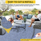 Marine Carpet,6 FT x 14 FT Blue-Gray Indoor Outdoor Carpet 0.2" Thick Boat Carpet with Water-Proof TPE Backing, Non-Slide Outdoor Marine Carpet Roll for Home, Patio, Porch, Deck