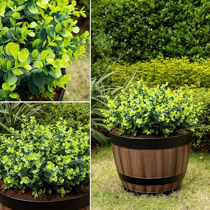 10 Bundles Artificial Plants for Outdoor Fake Plants for Spring Decoration,10 Bundles Faux Eucalyptus Plants for Planter UV Resistant Lifelike for Home Porch Garden（Green）