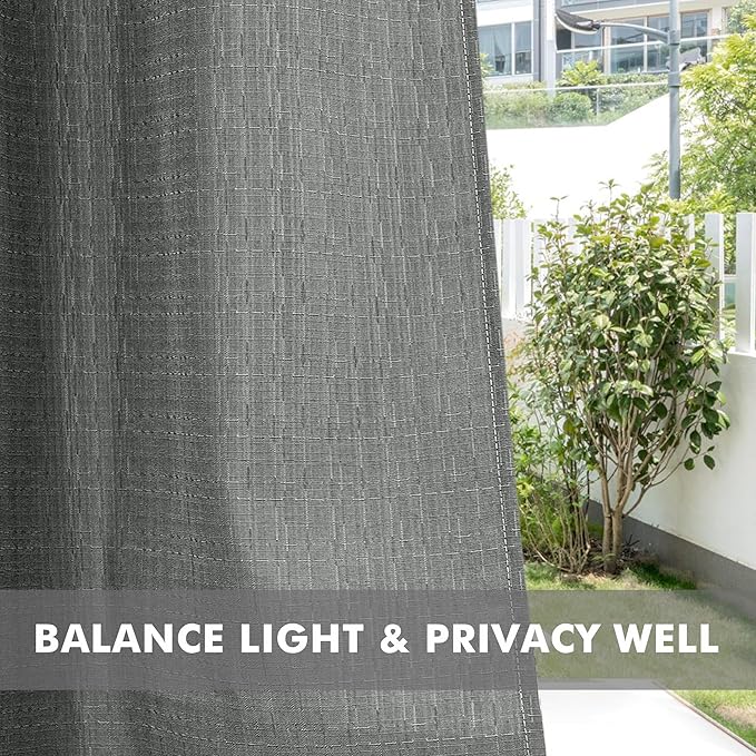 HolidayIdeas 4 Panels Outdoor Curtains for Patio Waterproof Linen Curtains 95 Inch Length-Outside Curtains Heavy Duty, Privacy, Weighted for Pergola, Porch, Gazebo-54 Wide x 95" Long Light Grey