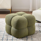 ONEVOG Olive Green‌ Modern Ottoman, 21" Square Fuzzy Couch Sherpa Pouf Ottoman, Tufted Cute Boucle Fabric Foot Stools, Upholsered Footrest & Coffee Table & Vanity Chair for Living Room Bedroom, Dorm