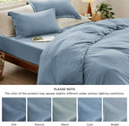 Bedsure Duvet Cover King Size with Fitted Sheet - 4 Pieces Prewashed Cotton-Like Extra Soft Bedding Set, Includes 1 Duvet Cover 104x90 Inches, 2 Pillow Shams, 1 Fitted Sheet, Mineral Blue